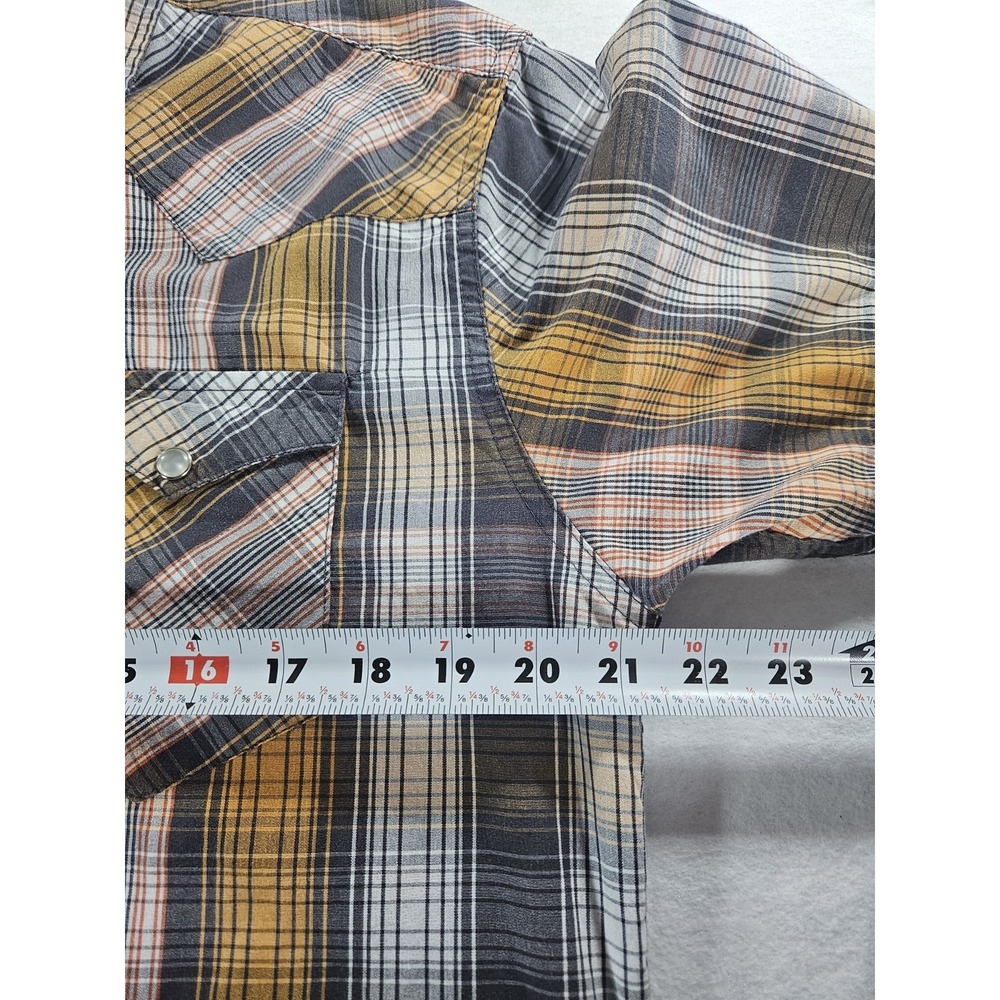 Levi's Men's Orange Plaid Casual Pearl Snap Shirt M Short Sleeve Western - Picture 6 of 8